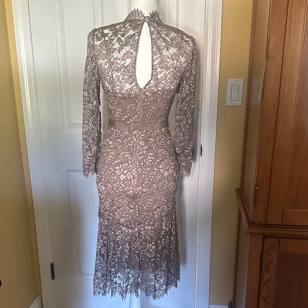 Temperley London Lace Long Sleeve Dress in Brown - Picture 3 of 5